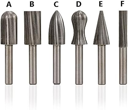 AHAFEI Високоскоростни Стоманени Ротационен Разменяйте 6 мм на Опашка за Гравиране на Метал/Смилане на Ротационен Напильники 1 комплект (Цвят: F Вид)
