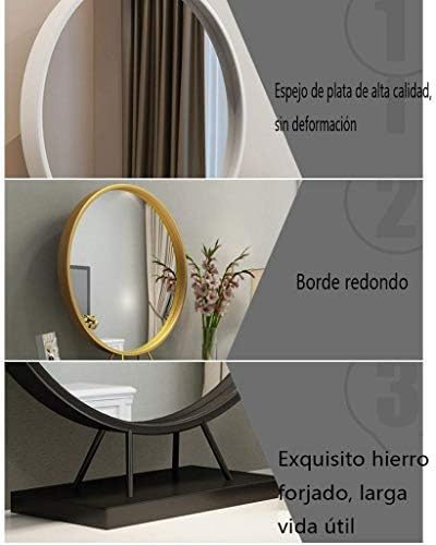 KXA Желязо Едностранно Кръг на Европейското Огледало За Грим, Десктоп Огледало за спалня, Десктоп огледало за красота Принцеса (Цвят: