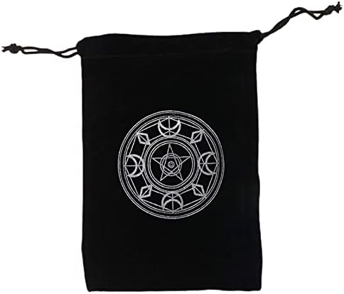 Tmay Tarot Bags Седалките - Загадъчна Черна Магическа Чанта За съхранение на карти Таро, Чанта за съхранение на карти Таро и Кубчета, Чанта