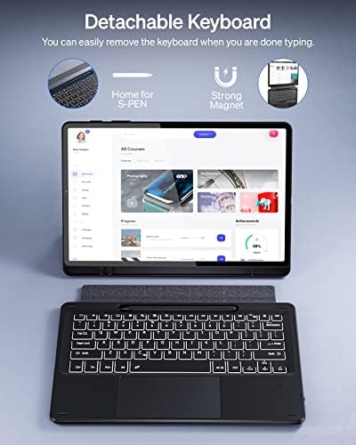 Клавиатура-награда Doohoeek за Samsung Galaxy Tab S8 Plus 2022 и S7 FE 12,42021 и S7 Plus 12,4 2020, Свалящ се Bluetooth клавиатура със