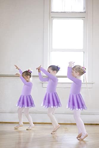 Основни Трика с Дълъг Ръкав и Пола за Момичетата DANSHOW Girls Team, Детско Танцово Балетное Рокля-Пакетче