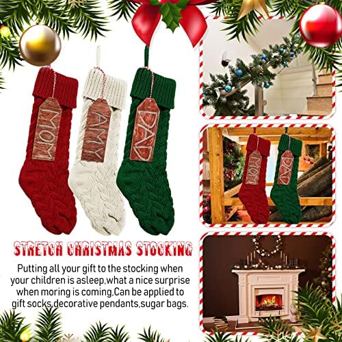 Коледни Чорапи от 6 Теми, Вязаный Чорапи, Бял, Червен, Зелен, Коледни Чорапи, Вязаный на Исак, и на 15 Дървени Бирок, Малките Дървени Заготовки,