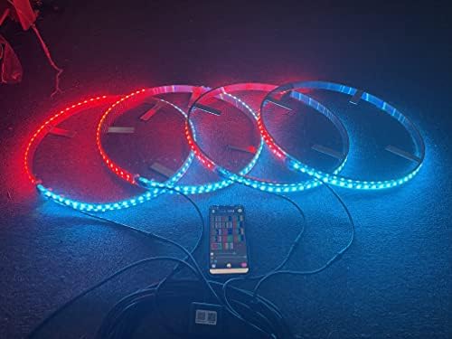 Sando Tech Dream Преследването Colors Flow 15,5 ' Led Пръстен Светлини На Колела, Ободные Светлини, Шинные светлини, Управляван от приложение Blue-Зъб 4 Лампи