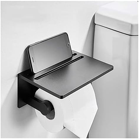 RAHYMA Weiping - Държачи за тоалетна хартия, Черен Държач за Тоалетна хартия с рафт От авиационен Алуминий материал, Диспенсер за ролки, Салфетки, Монтиране на стена за съх