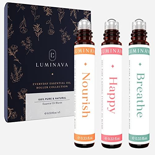 Luminava Serenity Roll On Essential Oil 3 Опаковки и Wellness Roll On Essential Oil 3 опаковки Подаръчен Комплект за Ароматерапия, Определени
