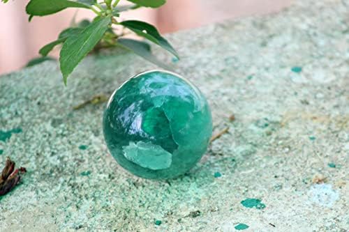 Джет Грийн Флурит 45-50 мм Топка-сфера на Скъпоценен камък A + Crystal ръчна дърворезба на Олтара Исцеляющий Фокус Преданост Духовно Прочистване на Чакрите в Метафизичес?