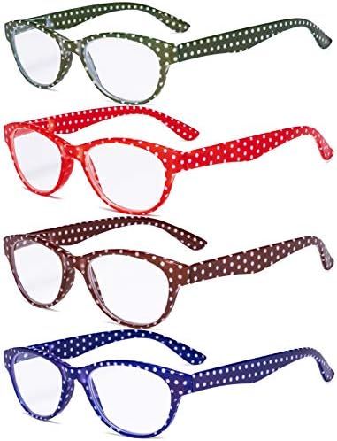 Eyekeppe 4 Опаковки Женски Очила За Четене на Точки, с Дизайн на Котешко око, Ридеры за Жените За Четене