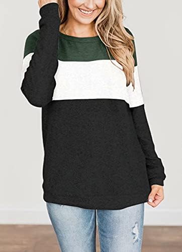 Lacozy Дамски Hoody с дълъг ръкав в цвят Блок, Всекидневни Пуловер с кръгло деколте, Свободни Блузи, Потници