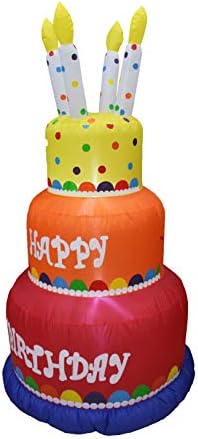 Комплект от две декорации за парти по случай рожден ден, включва надуваем поничка за торта честит рожден ден на височина 4 фута с дъга и надуваема торта честит рожде