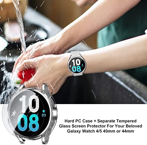[2 + 4 опаковки] за Samsung Galaxy Watch 5 /Galaxy Watch 4 40 мм Защитен калъф за екрана, Haojavo 2 опаковки Твърд калъф за PC Защитна Броня + 4 опаковки филм от закалено Стъкло за Galaxy Watch 40 мм Ак