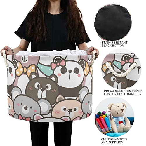 ALAZA, сладък cartoony мечка панда, кошница за съхранение на коали, подаръчни кошници, голяма сгъваема кошница за дрехи с дръжка, 20x20x14