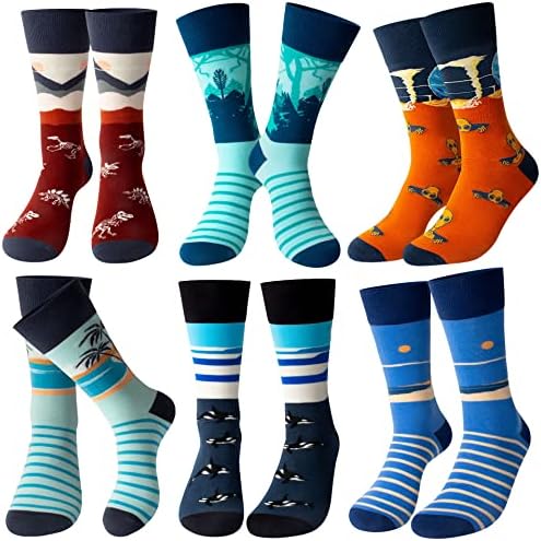 TENYSAF Мъжки Чорапи с Весел Рокля: Забавна Новост, Цветни Памучни Чорапи за мъже, Подаръци, 6 Двойки, 7-13