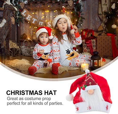 Най-добрата плюшен шапка на Дядо Коледа, червено-бяла коледна шапка на Дядо Коледа костюм на джудже-елф, шапка