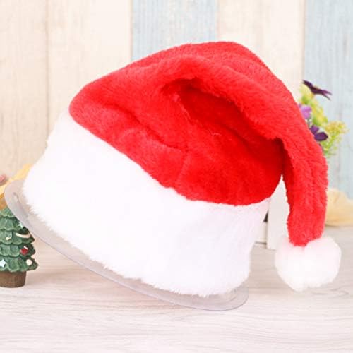 Коледни шапки Amosfun, класически плюшени шапки на Дядо Коледа за възрастни, празничен коледен костюм за парти, сувенири за фотосесии,