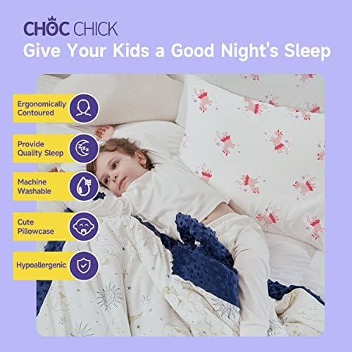Възглавница за деца Choc chick, 20X14 , Машинно Пране, Детска възглавница с Калъфка от Органичен памук, Идеални за Детски възглавници,