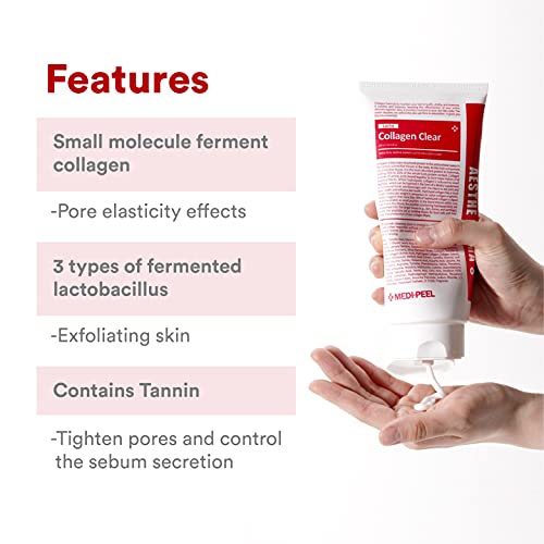 Medi-peel] Aesthe Derma Lacto Collagen Clear 300 мл | Корейска Почистване на пенка За лице | K-Beauty Skincare | Коллагеновое Почистващо средство | за Дълбоко почистване | Свиване на порите | Микро?