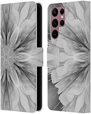 Дизайн на своята практика за главата Официално Лицензиран Haroulita White Bloom Цвете Бъг Кожен Калъф за Награда Портфейл Калъф е Съвместим с Samsung Galaxy S22 Ultra 5G