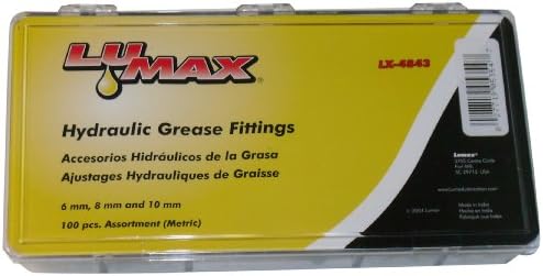 LUMAX LX-4843 Злато /сребро 6 мм x 1 и 8 мм x 1 и 10 мм x 1 (метричен) в обхвата от 100 броя смазочни фитинги. Пассивированное покритие за максимална защита от корозия.