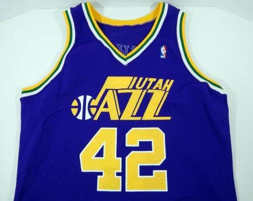 1992-93 Юта Джаз Лари Кристковяк 42, Използван в играта Лилава риза 46 DP07808 - Използван в играта НБА