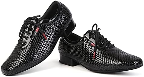 Мъжки обувки за танци балната зала HIPPOSEUS На замшевой подметка с Черен цвят За танго Морден Румба, Обувки за социални танци Към ниска пета 1,77 инча, 7,5 D (M) САЩ