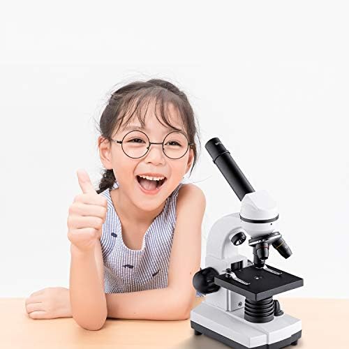 Микроскоп за деца-ученици, 80X-1600X Професионален с Двойна Led Осветител, Пълен Комплект Микроскоп с Подарък опаковка