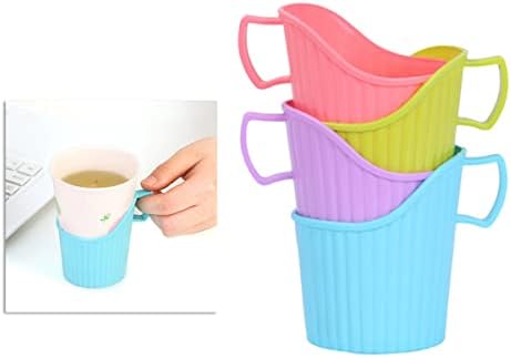 Cabilock Държач за чаши със защита от печенето 30 бр. Чаша с дръжка и Държач, Изолация с Различни Цветове, за Еднократна употреба