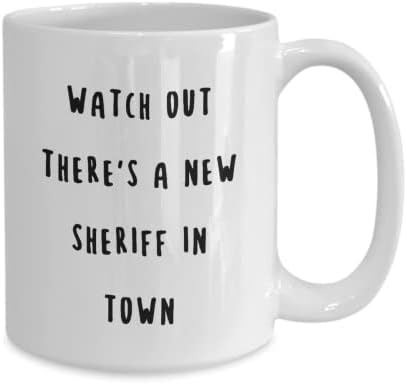 Новата Кафеена Чаша Шериф в града, Подарък за шериф, Най-Забавното Саркастическая чаша Шериф, От жена си, От помощник-шерифа, За татко