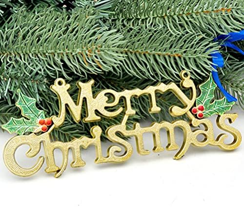 USHOBE Закачалка Тагове 12ШТ Весел Коледен Знак Блестящ Коледа Коледа Венец Украси Коледна Врата Табела Празничен Окачен Украшение за Декор
