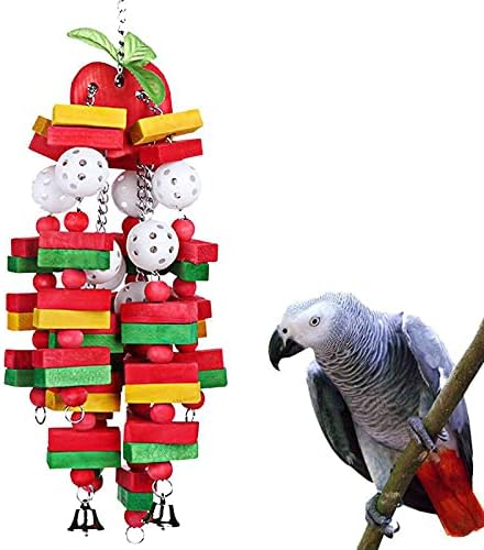 Папагали Дървени Дъвчене Висящи Играчки Птичья Клетка Хапка Играчки за Сиви Какаду Ара Малък Среден Папагал