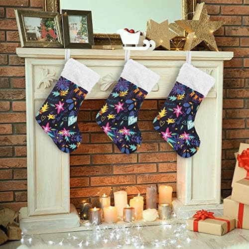 Коледни Чорапи PIMILAGU Xma с Коледните цвете, 1 Опаковка, 17,7 инча, Окачени Чорапи за Коледна украса