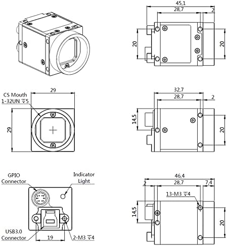HTENG VISHI Високоскоростен USB3.0 Моно 20MP 1 Индустриална Камера за Машинно зрение С подвижен затвор C-Mouth SDK Камера CMOS Сензор сканиране областта на 5488x3672 19,5 кадъра в секунда