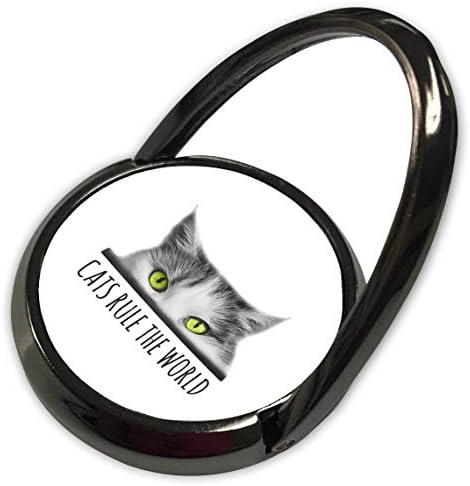 Дизайн 3dRose Alexis - Котешки очи - Очарователна зеленоглазая котка. Котка Управляват Света. Забавен Положителен подарък - Пръстен за телефон