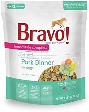 Полнорационный лиофилизирани храни за кучета Bravo Homestyle от свинско месо за вечеря, 6 паунда