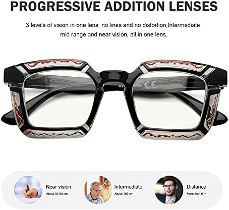 Eyekepper, 4 опаковки Мультифокальных Очила За Четене, Блокер Синя Светлина Прогресивно Многофокусные Ридеры, Женски Дизайн С Цветя Модел