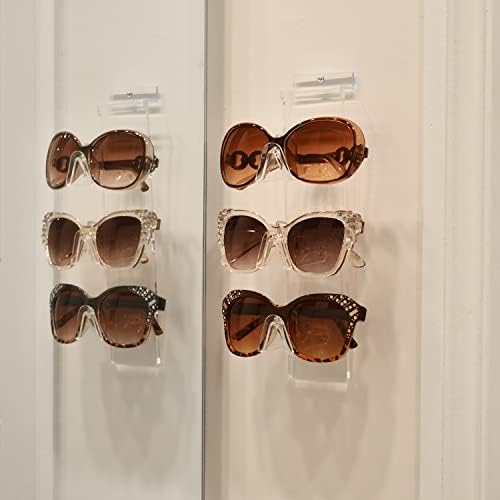 Комплект от 2 теми, Акрилна 3-Нива на Планк и Стенен Държач за Органайзер за Слънчеви Очила, Монтиране на притежателя за очила до Бара, 2,5 W x 11В