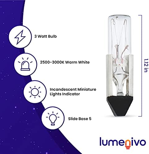 Миниатюрни електрически крушки с мощност 3 Вата 120psb T2 с прибиращ основа (TS5) от Lumenivo - Автомобилни Миниатюрни лампи - Пластмасов Выдвижное основа, 5 Миниатюрни лампи с