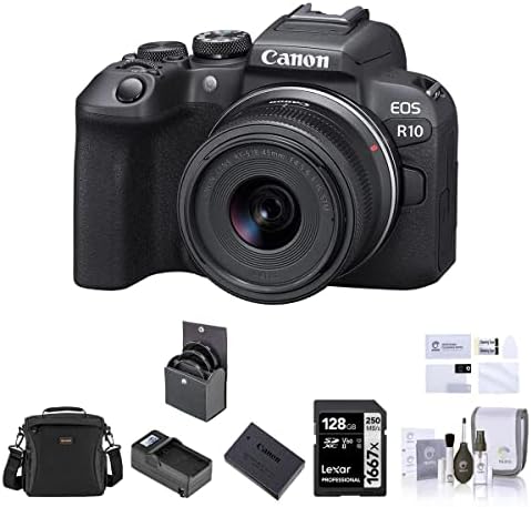 Беззеркальная фотоапарат Canon EOS R10 с обектив RF-S 18-45 mm f / 4,5-6,3, в комплект с карта памет от 128 GB, Допълнителна батерия,