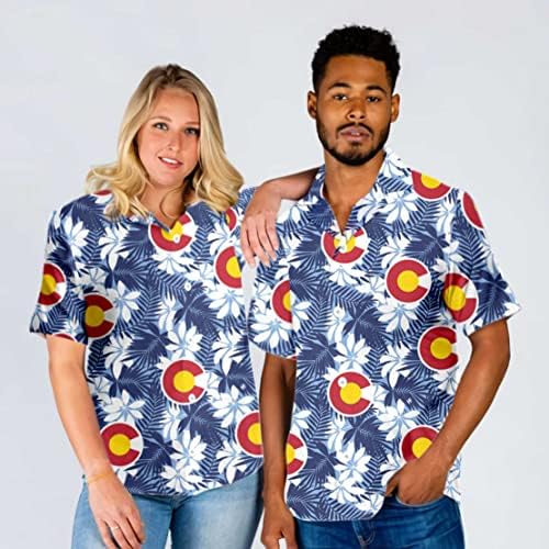 Хавайска Риза с Бесшовным Шарките на Хартата на Колорадо, САЩ, Плажна Риза Алоха, Лятна Мъжка Риза, Къс Ръкав, Плажни Ризи,