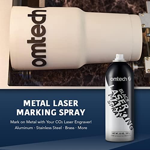 OMTech Лазерен Маркировочный спрей, Течност за лазерно маркиране на метал за CO2/диодни лазерно гравиране, Аерозолен спрей 4 × 13 грама черен лазерно гравиране на метал, ?