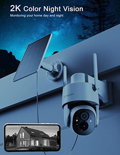 Комплект система за домашно сигурност TMEZON с 2K Слънчева камера за Сигурност на Открито и 64 GB Micro SD карта