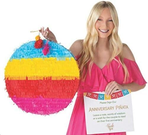 Цветна юбилейна пинята с надпис Весела сватбена книга за гости Алтернатива