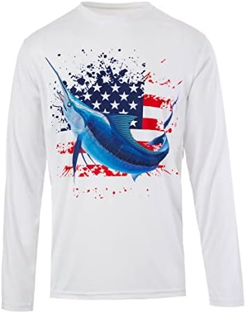 Kobalt1 Тениска за момчета от 2 до 18 години с Флага на сащ Marlin За практикуване на водни спортове и Риболов UPF