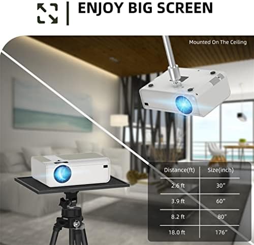 Мини проектор NIZYH T4 3600 Лумена С поддръжка на Full HD 1080P led Проектор с голям екран, Преносим за Домашно кино Smart Video в прожектор (Цвят: B)