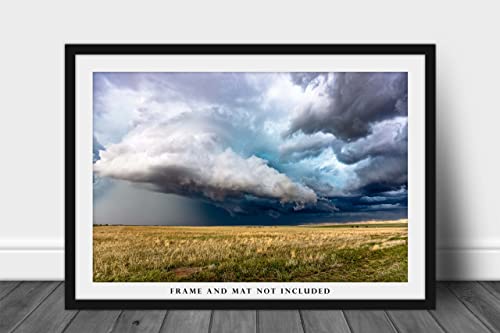 Снимка на буря, Принт (без рамка), Изображението на гръмотевична буря Supercell над Откритата Прерией в Пролетния ден на Великите равнини