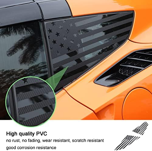 LLKUANG Винилови Етикети на задните странични стъкла с флага на сащ, Съвместими с Chevrolet Corvette C7 2014-2019, лепенки За прозорци,