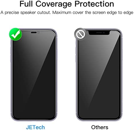 Защитно фолио за екрана JETech Privacy Full Coverage за iPhone 11 / XR с диагонал от 6,1 инча, Защитен слой от закалено стъкло от проследяване, подходящ за защита от край до край, комплек