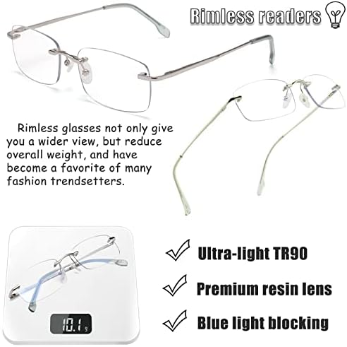 Soarea, многофокусные очила за четене премиум-класа за мъже и жени, прогресивни лещи за четене без рамки, Очила за четене със синя светлина