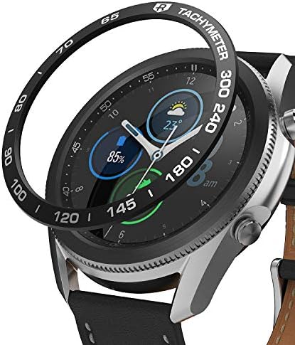 Дизайн безеля Ringke за Galaxy Watch 3 45 мм Bezel Пръстен Залепваща Делото Защита от Надраскване Алуминий за Galaxy Watch 3 45 мм Аксесоар - Черен [45-10]