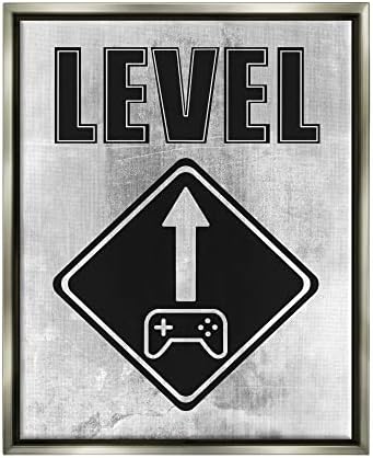 Игри символ Stupell Industries Level Up Табела с Плаваща Рамка На стената, Дизайн Маркъс Прайма