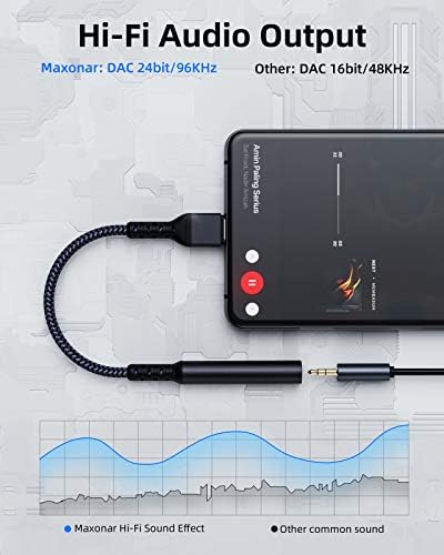 Адаптер за слушалки Maxonar USB Type C, Обновен USB конектор-C с жак 3.5 мм, Цифрово-аналогов Аудиопреобразователь Aux за Galaxy